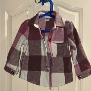 Stylish Kids Plaid Blazer - Burgundy and White
